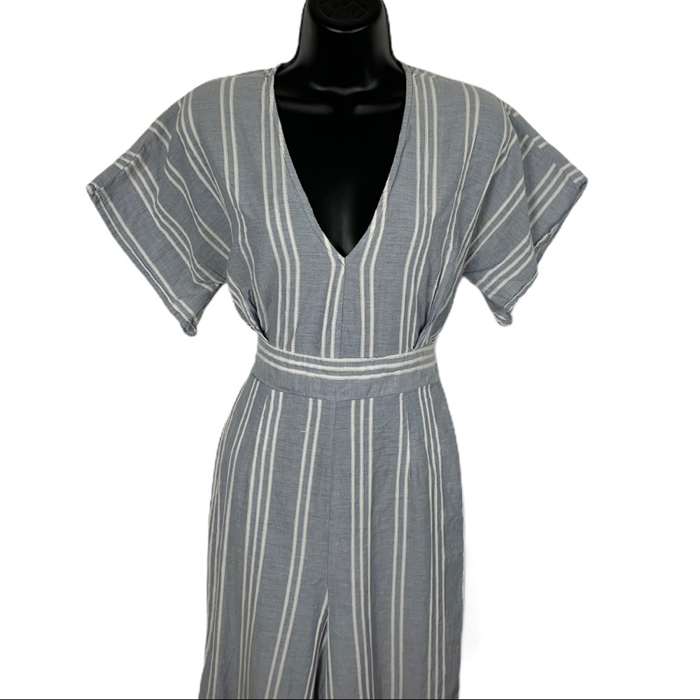 Crystal sky striped cropped jumpsuit
